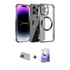 MARSİLYAN™- iPhone 13 Pro Max Kılıf Pusula Form - Siyah Bilvis 5in1 5D Magic Hayalet Cam Ekran Koruyucu + Rainbow Kamera Lens Koruma Cam - MI