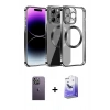 MARSİLYAN™- iPhone 13 Pro Max Kılıf Pusula Form - Siyah Bilvis 5in1 5D Magic Hayalet Cam Ekran Koruyucu + Neon Fosforlu Kamera Lens - BZ