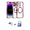 MARSİLYAN™- iPhone 13 Pro Max Kılıf Pusula Form - Siyah Bilvis 5in1 5D Magic Hayalet Cam Ekran Koruyucu + Lacivert Pers Alüminyum Kamera Lens