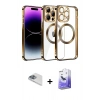 MARSİLYAN™- iPhone 13 Pro Max Kılıf Pusula Form - Siyah Bilvis 5in1 5D Magic Hayalet Cam Ekran Koruyucu + Pers Alüminyum Kamera Lens - SABE
