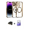 MARSİLYAN™- iPhone 13 Pro Max Kılıf Pusula Form - Siyah Bilvis 5in1 5D Magic Hayalet Cam Ekran Koruyucu + Raze Metal Kamera Lens - GD