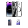 MARSİLYAN™- iPhone 13 Pro Max Kılıf Pusula Form - Siyah Bilvis 5in1 5D Magic Hayalet Cam Ekran Koruyucu + Neon Fosforlu Kamera Lens - MI