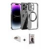 MARSİLYAN™- iPhone 13 Pro Max Kılıf Pusula Form - Siyah Bilvis Hayalet Cam Ekran Koruyucu + Pers Alüminyum Kamera Lens - GD