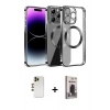 MARSİLYAN™- iPhone 13 Pro Max Kılıf Pusula Form - Siyah Bilvis Hayalet Cam Ekran Koruyucu + Gold Shine Kamera Lens