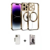 MARSİLYAN™- iPhone 13 Pro Max Kılıf Pusula Form - Siyah Bilvis Hayalet Cam Ekran Koruyucu + Gold Shine Kamera Lens