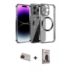 MARSİLYAN™- iPhone 13 Pro Max Kılıf Pusula Form - Siyah Bilvis Hayalet Cam Ekran Koruyucu + Rainbow Kamera Lens Koruma Cam - KI