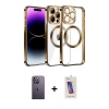 MARSİLYAN™- iPhone 13 Pro Max Kılıf Pusula Form - Siyah Joko 5D Cam + Neon Fosforlu Kamera Lens - BZ