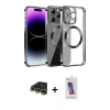 MARSİLYAN™- iPhone 13 Pro Max Kılıf Pusula Form - Siyah Joko 5D Cam + Gold Raze Metal Kamera Lens