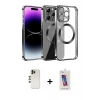 MARSİLYAN™- iPhone 13 Pro Max Kılıf Pusula Form - Siyah Joko 5D Cam + Gold Shine Kamera Lens