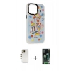 MARSİLYAN™- iPhone 13 Pro Max Kılıf Siluet Çizgi Koleksiyonu - Şeffaf 360 Full Body Arka Koruyucu + Shine Kamera Lens - GD