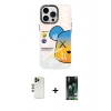 MARSİLYAN™- iPhone 13 Pro Max Kılıf Siluet Çizgi Koleksiyonu - Şeffaf 360 Full Body Arka Koruyucu + Shine Kamera Lens - GD