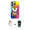 MARSİLYAN™- iPhone 13 Pro Max Kılıf Siluet Çizgi Koleksiyonu - Şeffaf 360 Full Body Arka Koruyucu + Shine Kamera Lens - GD
