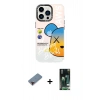 MARSİLYAN™- iPhone 13 Pro Max Kılıf Siluet Çizgi Koleksiyonu - Şeffaf 360 Full Body Arka Koruyucu + Kırmızı Metal Kamera Lens Koruma Cam