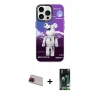 MARSİLYAN™- iPhone 13 Pro Max Kılıf Siluet Çizgi Koleksiyonu - Şeffaf 360 Full Body Arka Koruyucu + Kırmızı Rainbow Kamera Lens Koruma Cam
