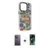 MARSİLYAN™- iPhone 13 Pro Max Kılıf Siluet Çizgi Koleksiyonu - Şeffaf 360 Full Body Arka Koruyucu + Neon Fosforlu Kamera Lens - BZ