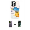 MARSİLYAN™- iPhone 13 Pro Max Kılıf Siluet Çizgi Koleksiyonu - Şeffaf 360 Full Body Arka Koruyucu + Neon Fosforlu Kamera Lens - YL