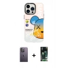 MARSİLYAN™- iPhone 13 Pro Max Kılıf Siluet Çizgi Koleksiyonu - Şeffaf 360 Full Body Arka Koruyucu + Neon Fosforlu Kamera Lens - BZ
