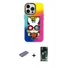 MARSİLYAN™- iPhone 13 Pro Max Kılıf Siluet Çizgi Koleksiyonu - Şeffaf 360 Full Body Arka Koruyucu + Renkli Kamera Lens Koruma Cam - PE