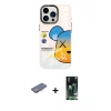 MARSİLYAN™- iPhone 13 Pro Max Kılıf Siluet Çizgi Koleksiyonu - Şeffaf 360 Full Body Arka Koruyucu + Renkli Kamera Lens Koruma Cam - PE