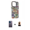 MARSİLYAN™- iPhone 13 Pro Max Kılıf Siluet Çizgi Koleksiyonu - Şeffaf Maxco Cam Ekran Koruyucu + Neon Fosforlu Kamera Lens - MI