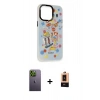 MARSİLYAN™- iPhone 13 Pro Max Kılıf Siluet Çizgi Koleksiyonu - Şeffaf Maxco Cam Ekran Koruyucu + Neon Fosforlu Kamera Lens - YL