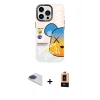 MARSİLYAN™- iPhone 13 Pro Max Kılıf Siluet Çizgi Koleksiyonu - Şeffaf Maxco Cam Ekran Koruyucu + Pers Alüminyum Kamera Lens - LT