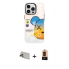 MARSİLYAN™- iPhone 13 Pro Max Kılıf Siluet Çizgi Koleksiyonu - Şeffaf Maxco Cam Ekran Koruyucu + Rainbow Kamera Lens Koruma Cam - REGD