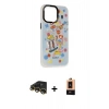 MARSİLYAN™- iPhone 13 Pro Max Kılıf Siluet Çizgi Koleksiyonu - Şeffaf Maxco Cam Ekran Koruyucu + Raze Metal Kamera Lens - GD