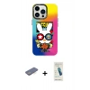 MARSİLYAN™- iPhone 13 Pro Max Kılıf Siluet Çizgi Koleksiyonu - Şeffaf Pasifik Cam Ekran Koruyucu + Renkli Kamera Lens Koruma Cam - MI