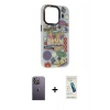 MARSİLYAN™- iPhone 13 Pro Max Kılıf Siluet Çizgi Koleksiyonu - Şeffaf Pasifik Cam Ekran Koruyucu + Neon Fosforlu Kamera Lens - BZ
