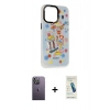 MARSİLYAN™- iPhone 13 Pro Max Kılıf Siluet Çizgi Koleksiyonu - Şeffaf Pasifik Cam Ekran Koruyucu + Neon Fosforlu Kamera Lens - BZ