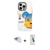 MARSİLYAN™- iPhone 13 Pro Max Kılıf Siluet Çizgi Koleksiyonu - Şeffaf Pasifik Cam Ekran Koruyucu + Pers Alüminyum Kamera Lens - SABE