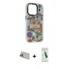 MARSİLYAN™- iPhone 13 Pro Max Kılıf Siluet Çizgi Koleksiyonu - Şeffaf Pasifik Cam Ekran Koruyucu + Rainbow Kamera Lens Koruma Cam - BZ