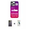 MARSİLYAN™- iPhone 13 Pro Max Kılıf Siluet Çizgi Koleksiyonu - Şeffaf Pasifik Cam Ekran Koruyucu + Yeşil Neon Fosforlu Kamera Lens