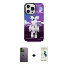 MARSİLYAN™- iPhone 13 Pro Max Kılıf Siluet Çizgi Koleksiyonu - Şeffaf Pasifik Cam Ekran Koruyucu + Yeşil Neon Fosforlu Kamera Lens