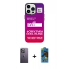 MARSİLYAN™- iPhone 13 Pro Max Kılıf Siluet Çizgi Koleksiyonu - Siyah 18D Cam Ekran Koruyucu + Neon Fosforlu Kamera Lens - BZ