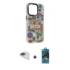 MARSİLYAN™- iPhone 13 Pro Max Kılıf Siluet Çizgi Koleksiyonu - Siyah 18D Cam Ekran Koruyucu + Pers Alüminyum Kamera Lens - GI
