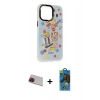 MARSİLYAN™- iPhone 13 Pro Max Kılıf Siluet Çizgi Koleksiyonu - Siyah 18D Cam Ekran Koruyucu + Rainbow Kamera Lens Koruma Cam - KI