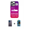 MARSİLYAN™- iPhone 13 Pro Max Kılıf Siluet Çizgi Koleksiyonu - Siyah 18D Cam Ekran Koruyucu + Neon Fosforlu Kamera Lens - MI