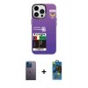 MARSİLYAN™- iPhone 13 Pro Max Kılıf Siluet Çizgi Koleksiyonu - Siyah 18D Cam Ekran Koruyucu + Neon Fosforlu Kamera Lens - MI