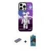 MARSİLYAN™- iPhone 13 Pro Max Kılıf Siluet Çizgi Koleksiyonu - Siyah 18D Cam Ekran Koruyucu + Mavi Renkli Kamera Lens Koruma Cam