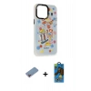 MARSİLYAN™- iPhone 13 Pro Max Kılıf Siluet Çizgi Koleksiyonu - Siyah 18D Cam Ekran Koruyucu + Pembe Shine Kamera Lens Koruma Cam