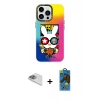 MARSİLYAN™- iPhone 13 Pro Max Kılıf Siluet Çizgi Koleksiyonu - Siyah 18D Cam Ekran Koruyucu + Pers Alüminyum Kamera Lens - SABE