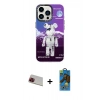 MARSİLYAN™- iPhone 13 Pro Max Kılıf Siluet Çizgi Koleksiyonu - Siyah 18D Cam Ekran Koruyucu + Rainbow Kamera Lens Koruma Cam - KI