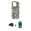 MARSİLYAN™- iPhone 13 Pro Max Kılıf Siluet Çizgi Koleksiyonu - Siyah 18D Cam Ekran Koruyucu + Raze Metal Kamera Lens - GD