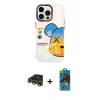 MARSİLYAN™- iPhone 13 Pro Max Kılıf Siluet Çizgi Koleksiyonu - Siyah 18D Cam Ekran Koruyucu + Raze Metal Kamera Lens - GD