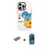 MARSİLYAN™- iPhone 13 Pro Max Kılıf Siluet Çizgi Koleksiyonu - Siyah 18D Cam Ekran Koruyucu + Renkli Kamera Lens Koruma Cam - YL