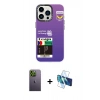 MARSİLYAN™- iPhone 13 Pro Max Kılıf Siluet Çizgi Koleksiyonu - Siyah 3D Antistatik Cam Ekran Koruyucu + Neon Fosforlu Kamera Lens - YL