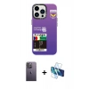 MARSİLYAN™- iPhone 13 Pro Max Kılıf Siluet Çizgi Koleksiyonu - Siyah 3D Antistatik Cam Ekran Koruyucu + Neon Fosforlu Kamera Lens - BZ