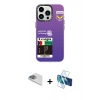 MARSİLYAN™- iPhone 13 Pro Max Kılıf Siluet Çizgi Koleksiyonu - Siyah 3D Antistatik Cam Ekran Koruyucu + Pers Alüminyum Kamera Lens - SABE